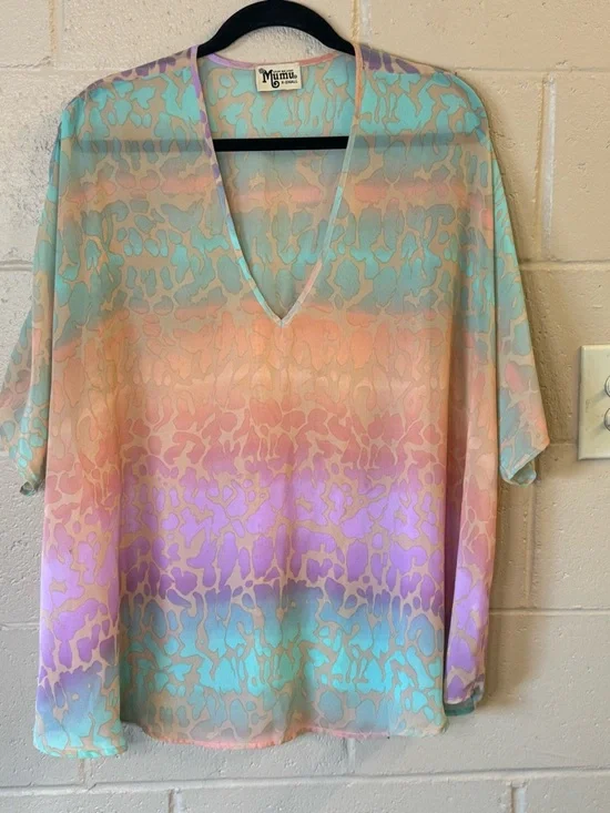 Show Me Your Mumu V-Neck Pastel Ombre Cheetha Print Tunic Size XS - Picture 3 of 11